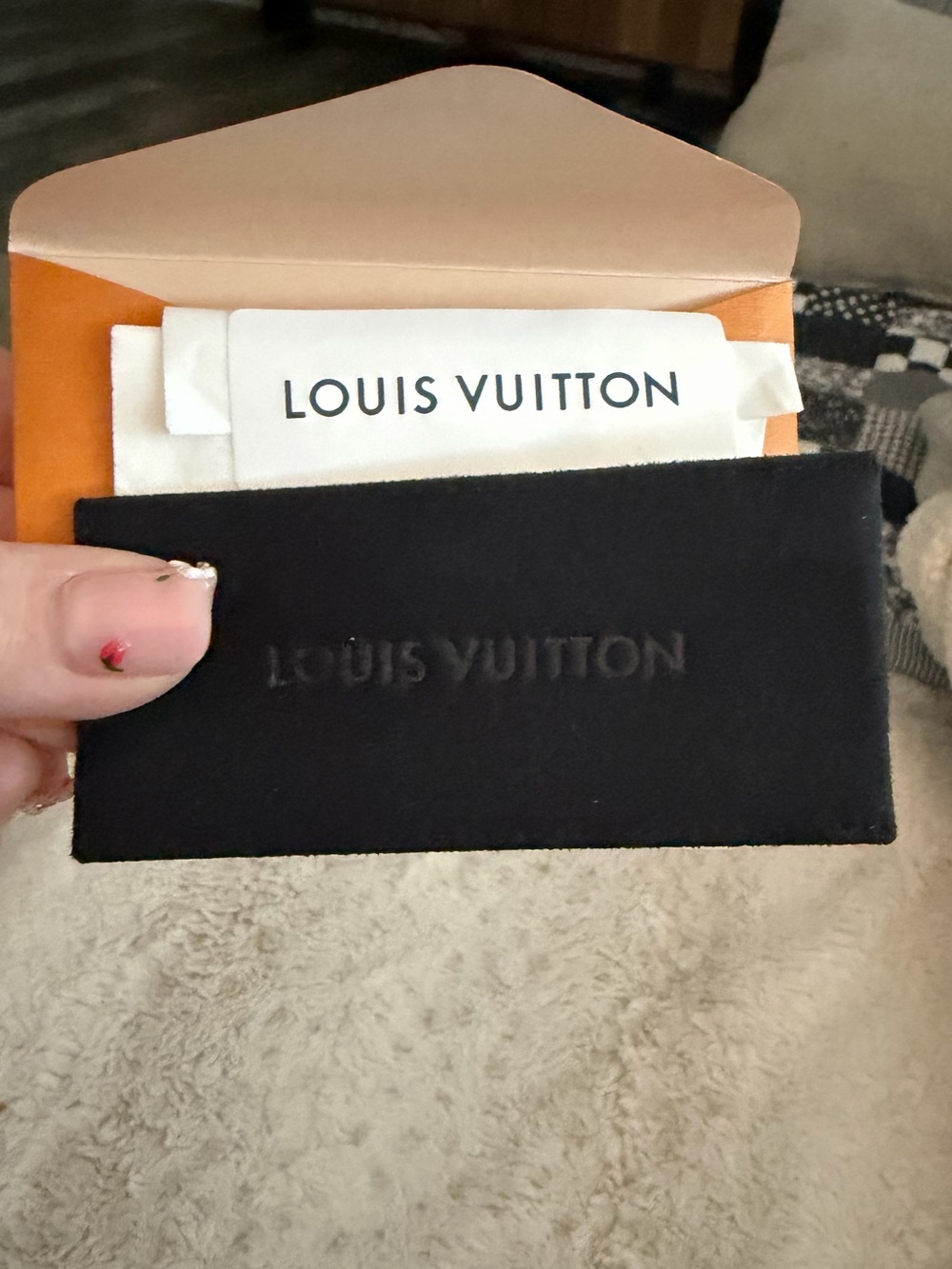 Louis Vuitton Black Embossed Logo microfiber Lipstick 💄 holder NEW